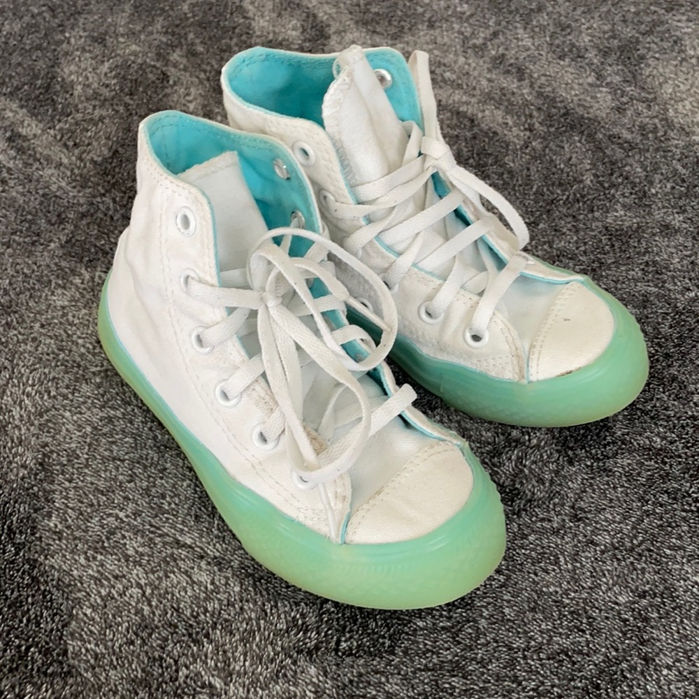 White Converse high tops